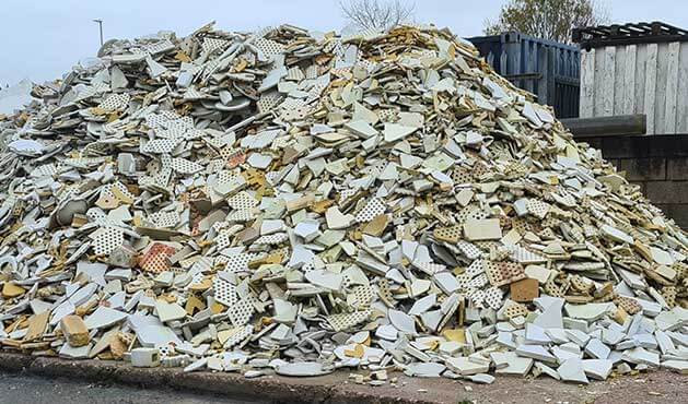Pile of pottery materials to be recycled